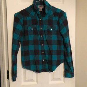 Turquoise plaid Wrangler Flannel